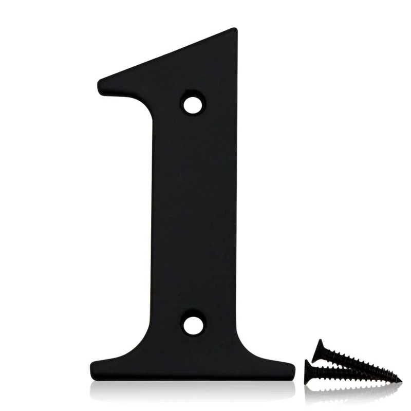 Bwintech 1 Pcs 75mm Matt Black SS304 House Numbers Door number 1, House Signs for outside, House Numbers Plaques for Front Wooden Door