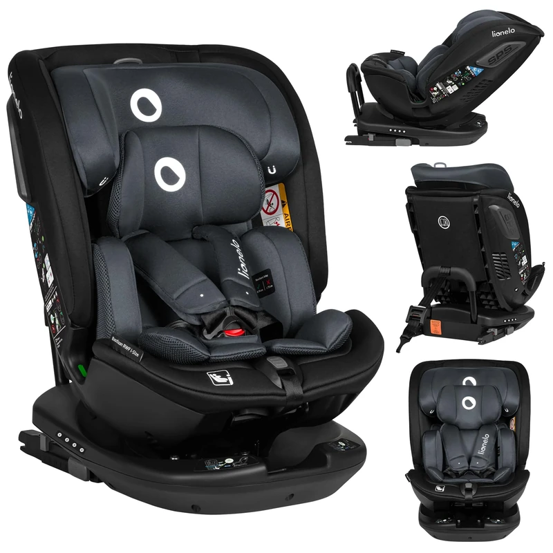 Lionelo Bastiaan RWF i-Size Isofix Car Seat Security & Comfort Ages 0-12 with Advanced i-Size Safety Standards, 360° Swivel, Side Protection, Rear-Facing Option, Adjustable Headrest & Recliner