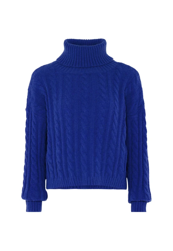 Libbi Women's Mymo Twist Pullover with Turtleneck Acrylic Royal Blue Size XL/XXL Sweater
