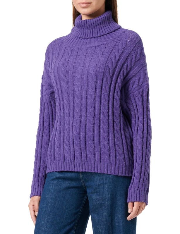 myMo Women's Textured Knit Turtleneck Sweater Acrylic Purple Size Xs/S Pullover