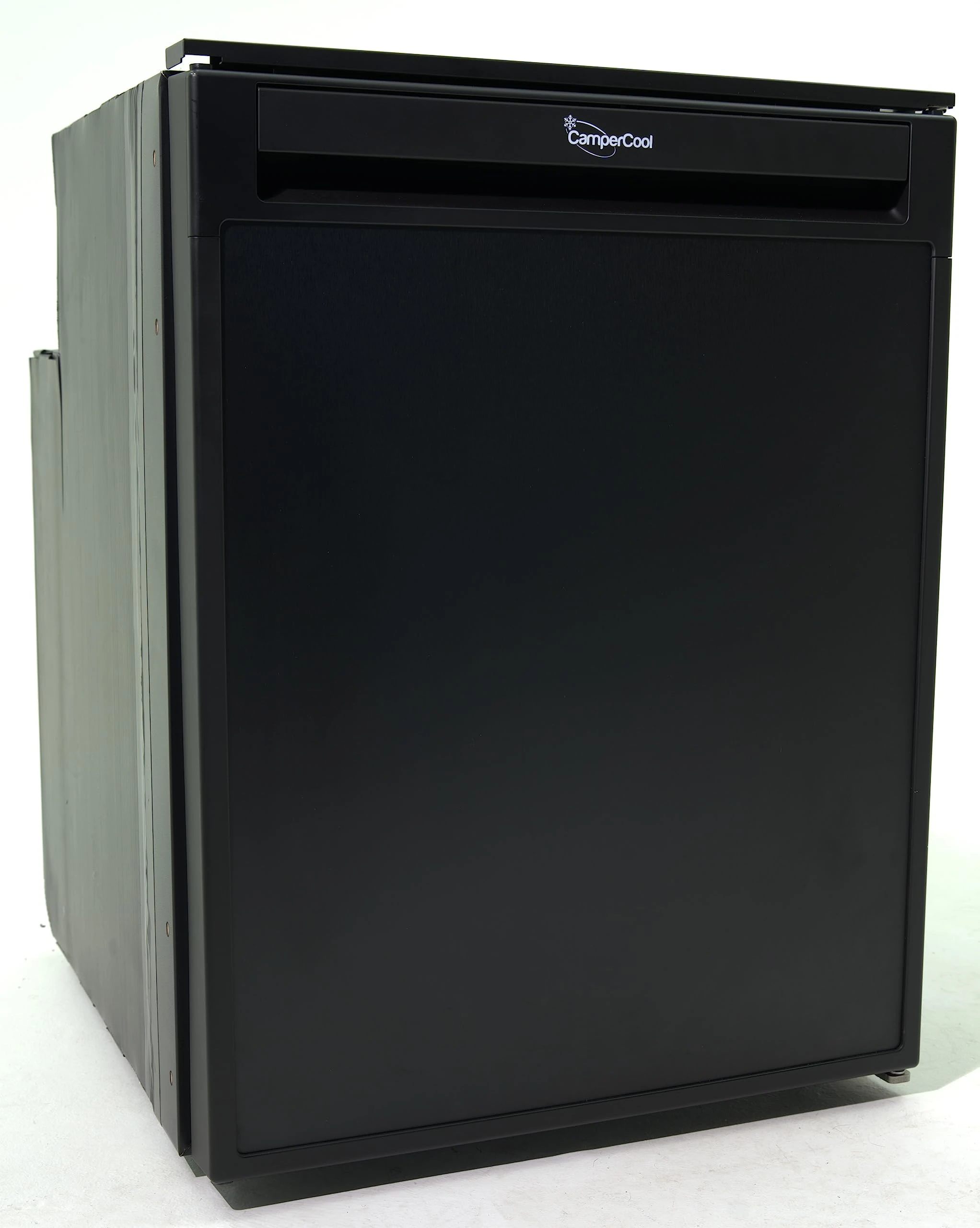 CamperCool 80 Litre 12v RV, Motorhome, Campervan, or Boat Fridge with removable freezer compartment in Black