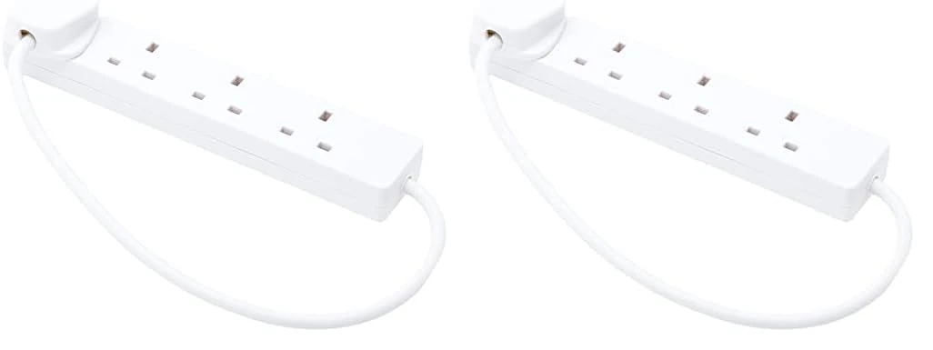 PRO ELEC PELB1901 4 Gang Extension Lead 0.5m, White (Pack of 2)