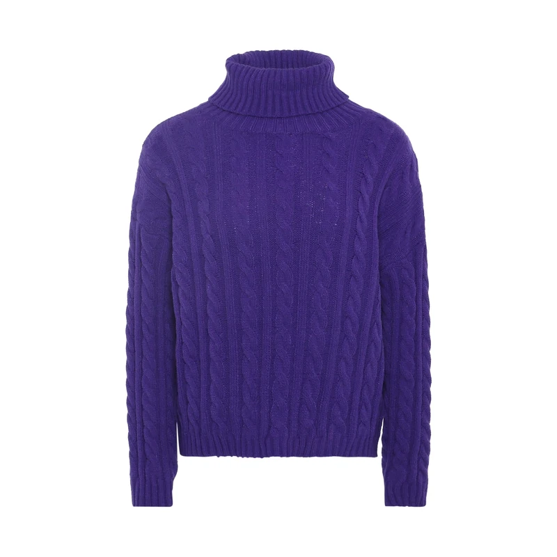 myMo Women's Textured Knit Turtleneck Sweater Acrylic Purple Size M/L Pullover