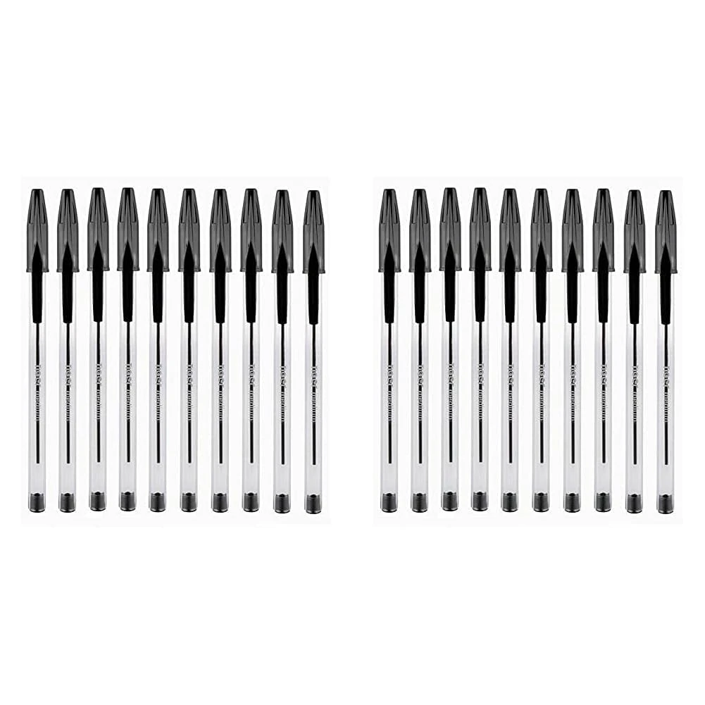 G4GADGET Nice Style Pack of 100 - Medium Tip Fluent Smooth Writing Black Biro Ballpoint Pens