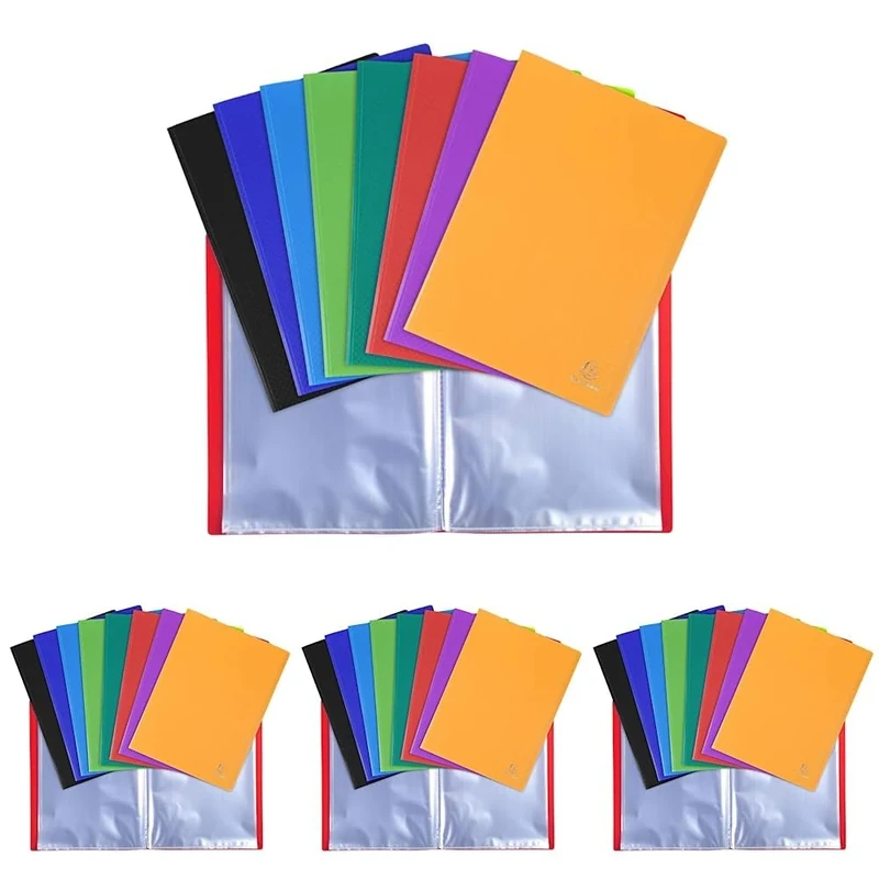 Exacompta - Ref. 8560E - 1 OPAK Document Cover - 60 Anti-Reflective Grained Pockets - 120 Views - for A4 Format - Dimensions 24 x 32 cm - Soft polypro Cover - 8 Random Colors (Pack of 4)