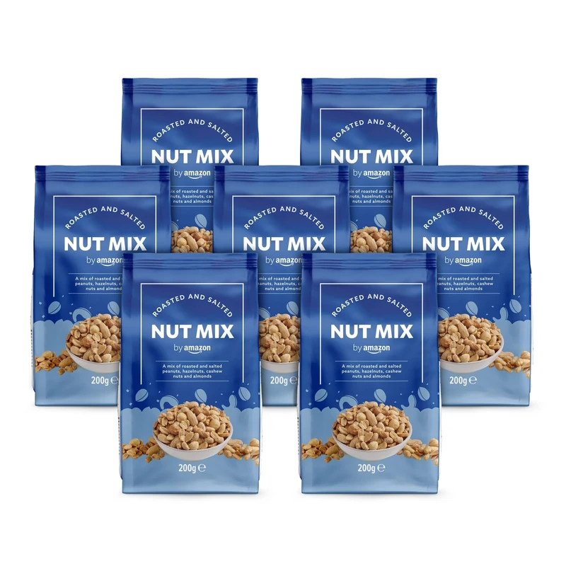 by Amazon Roasted and Salted Mixed Nuts, 1400 gms (7 Packs of 200 g)