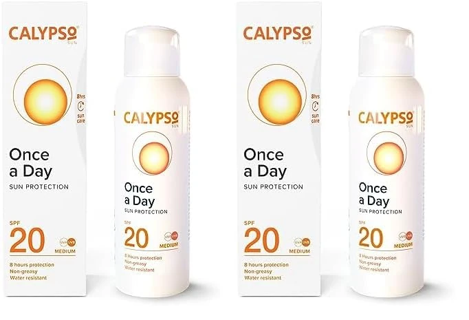 Calypso Once A Day Sun Protection Lotion SPF20 | 8 Hours Sun Protection | Non Greasy | Superior 4 Start UVA Rating - 200 ml CALC20L (Pack of 2)