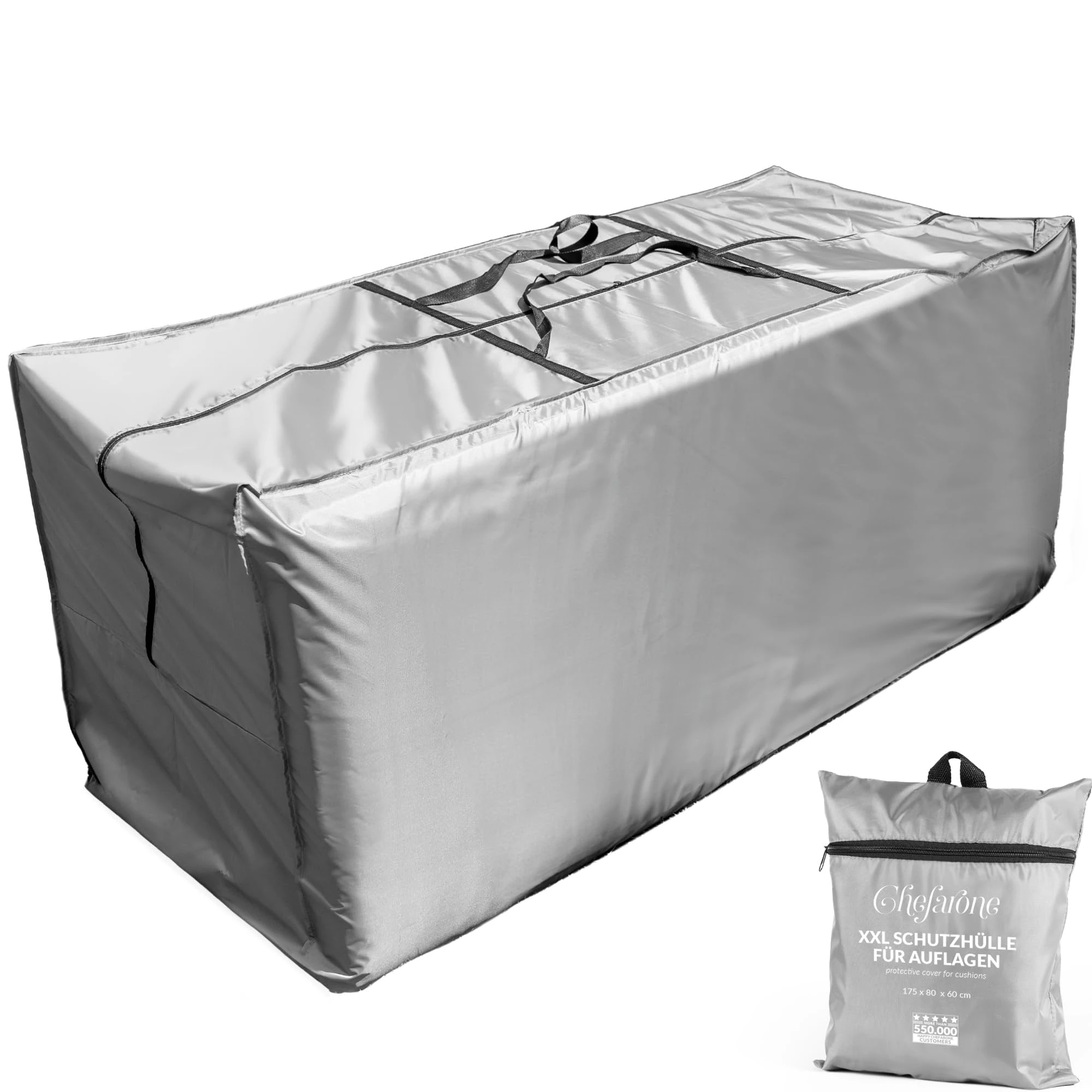 Chefarone Storage Bag for Garden Cushions Protective Cover for XXL Seat Cushions - Waterproof Cushion Bag - Garden Cushion Storage with UV Protection - 120x60x80 cm