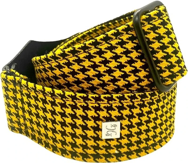 GET'M GET'M Guitar Strap Fly Hounds Tooth Yellow 2" Guitar Strap - Image 1