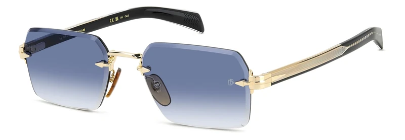 David Beckham DB 7109/S GOLD BLACK/BLUE SHADED 56/20/145 men Sunglasses
