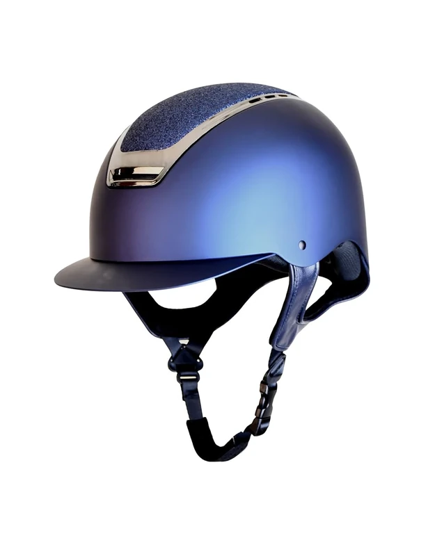 Rhinegold Pro Carbon HORSE RIDING HAT with Removable Lining, Kids and Adult Horse Riding Helmets, 54cm, Navy/Glitter