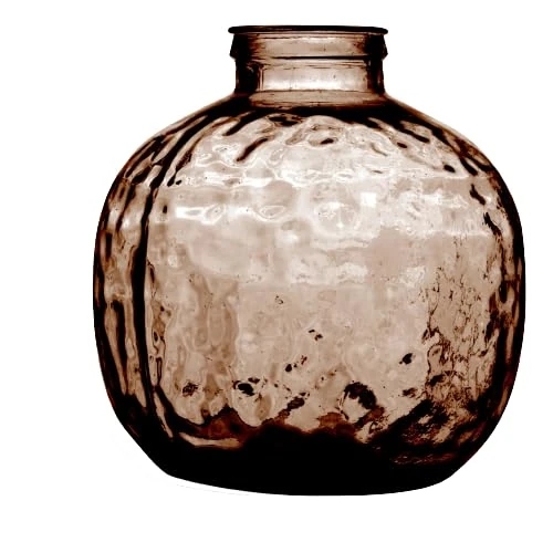 "NATURAL LIVING" LOUISE VASE 15L AMBER RECYCLED GLASS DIAM 32CM X H35CM
