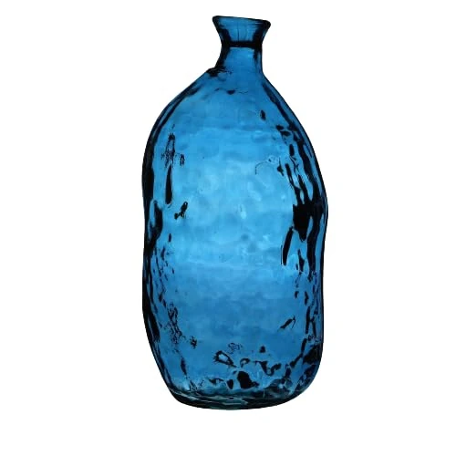NATURAL LIVING Lea Vase 13.6 L Recycled Glass Sapphire Diameter 25 cm x Height 51 cm