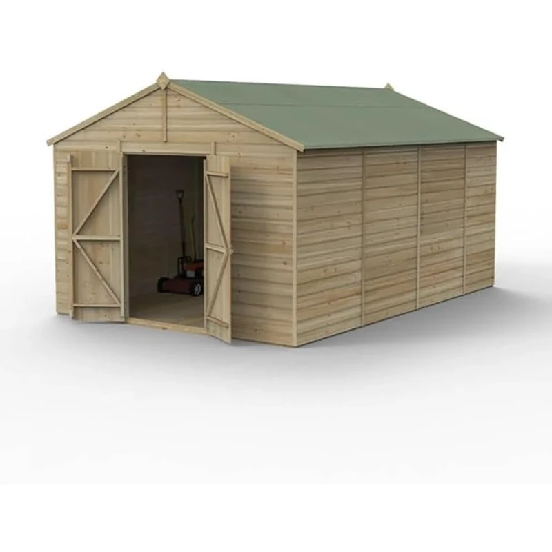 Forest Garden Beckwood 10x15 Apex Shed - No Windows - Double Door