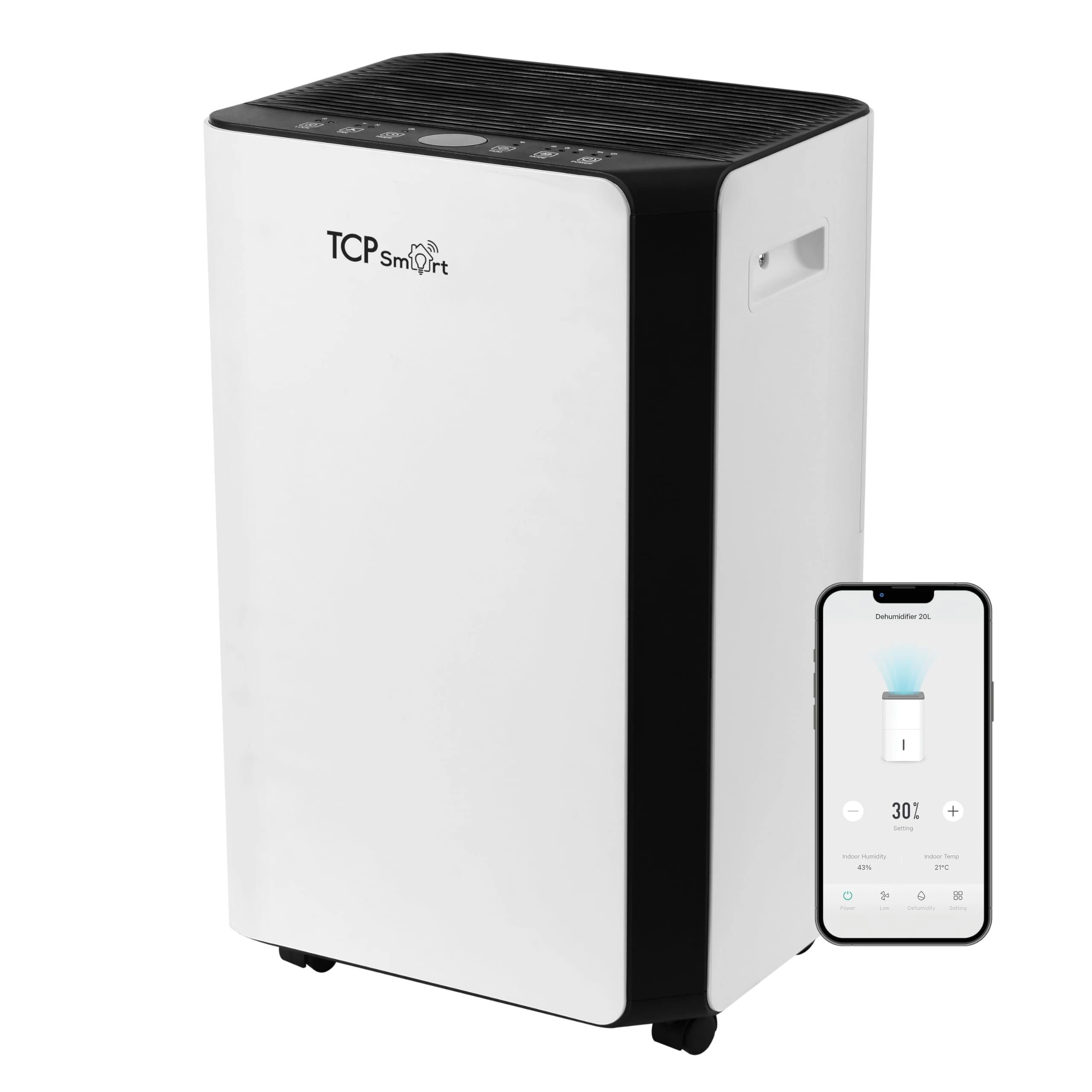 TCP Smart Dehumidifier 20L/Day, WiFi & App Control, 4L Tank, Removes Damp, Mould & Condensation, Works with Alexa, Google Home, Siri, 3 Modes, Continuous Drain, Smart Compressor