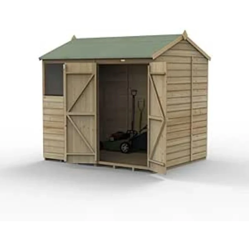 Forest Garden Beckwood 8x6 Reverse Apex Shed - 2 Windows - Double Door