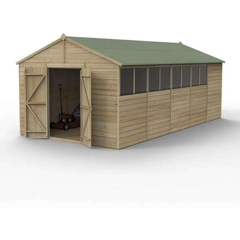 Forest Garden Beckwood 10x20 Apex Shed - 8 Windows - Double Door