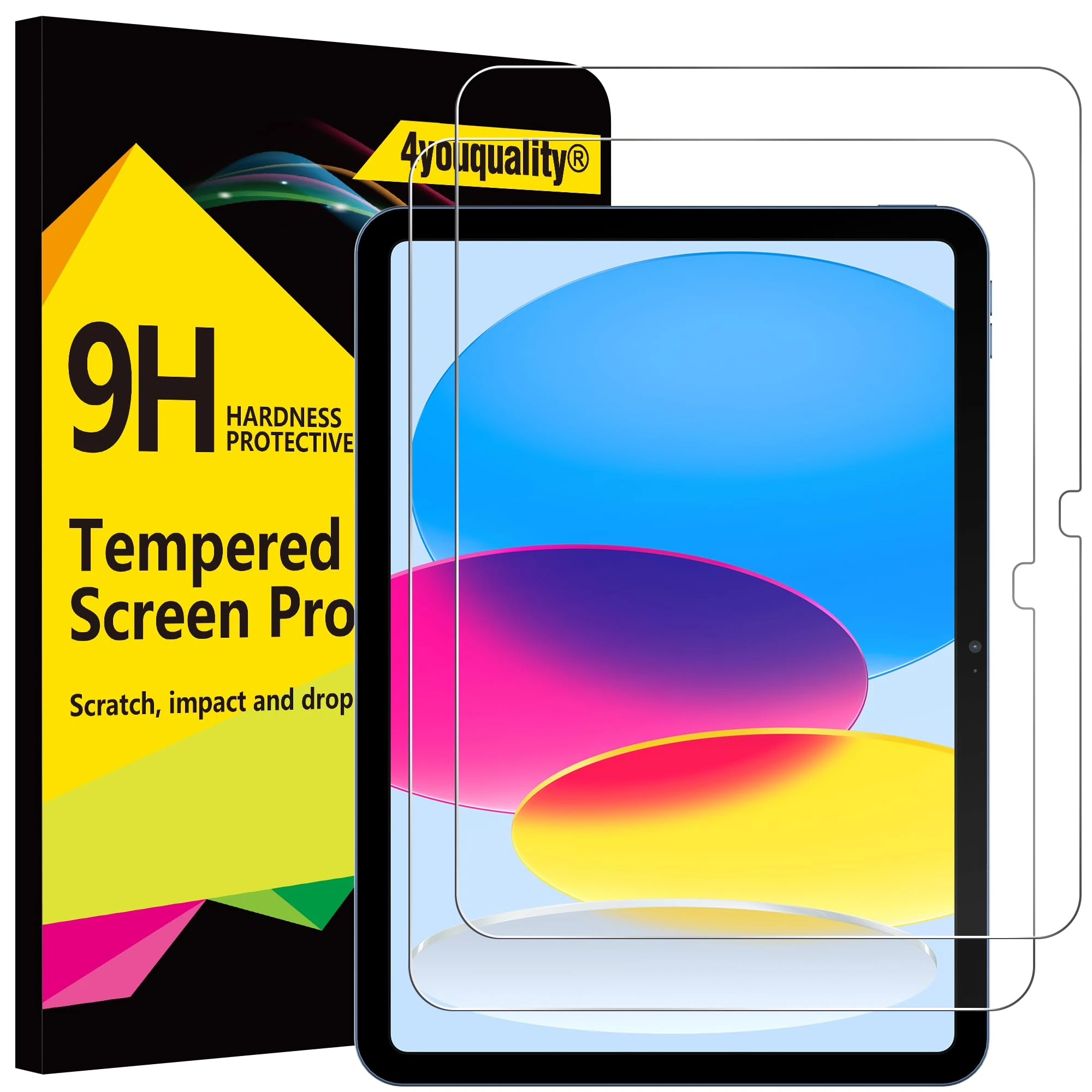 4youquality [2-Pack] Screen Protector for iPad (A16) 11th / 10th Generation (2025/2022) (iPad 11 & 10), Tempered Glass Film, Anti-Scratch, Impact-Resistant