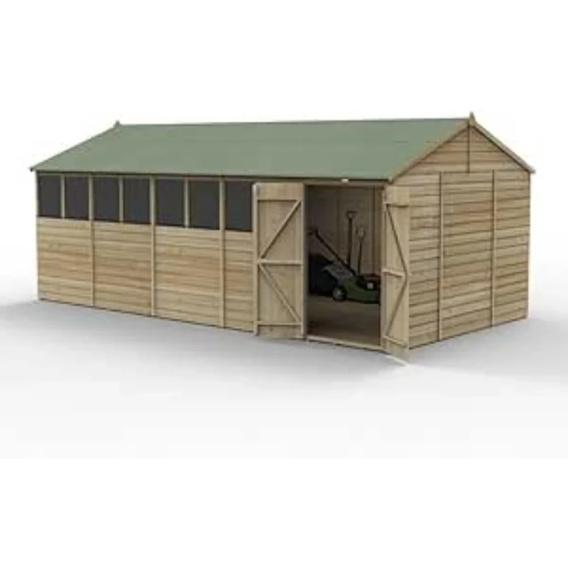 Forest Garden Beckwood 20x10 Reverse Apex Shed - 8 Windows - Double Door