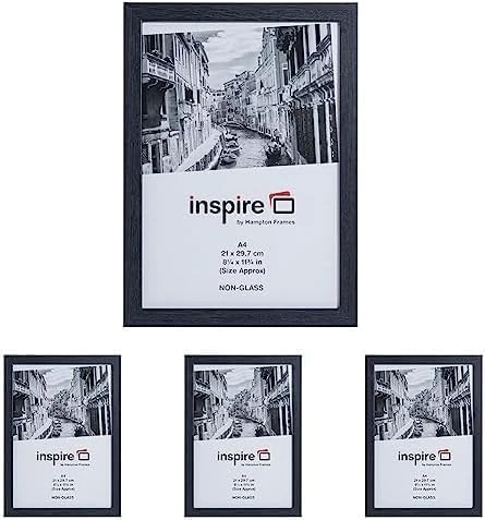 Hampton Frames WESTMINSTER Paperwrap Poster Photo Display Frame Acrylic (Non Glass) Grey A4 (21x30cm) WESA4GRY (Pack of 4)