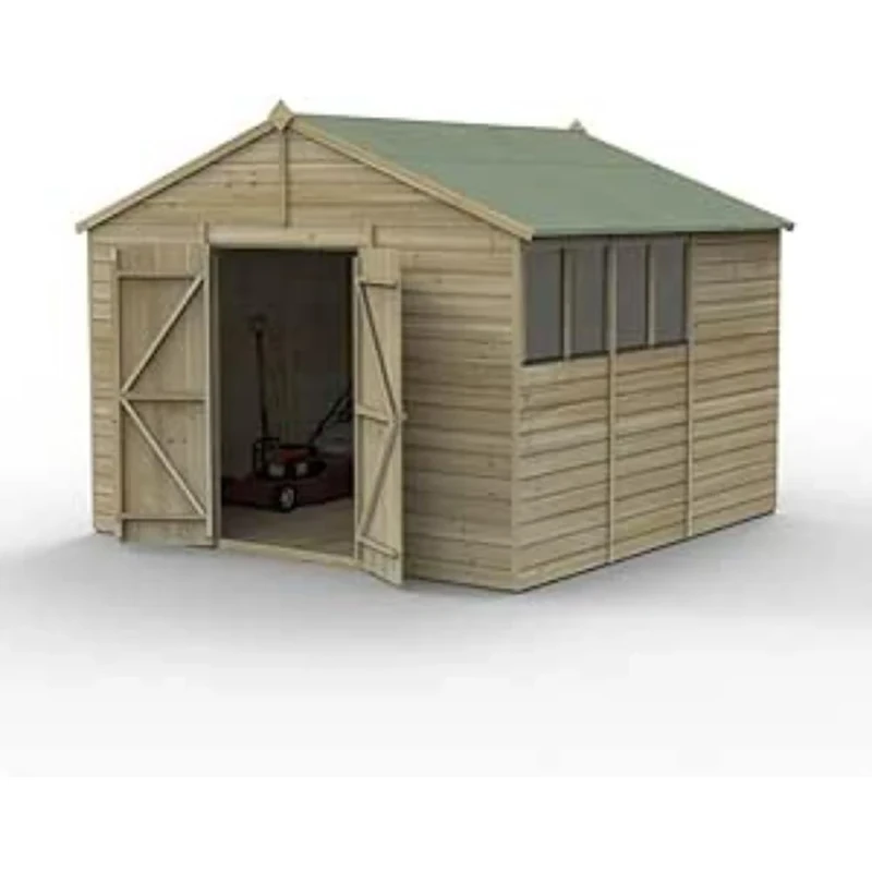 Forest Garden Beckwood 10x10 Apex Shed - 4 Windows - Double Door