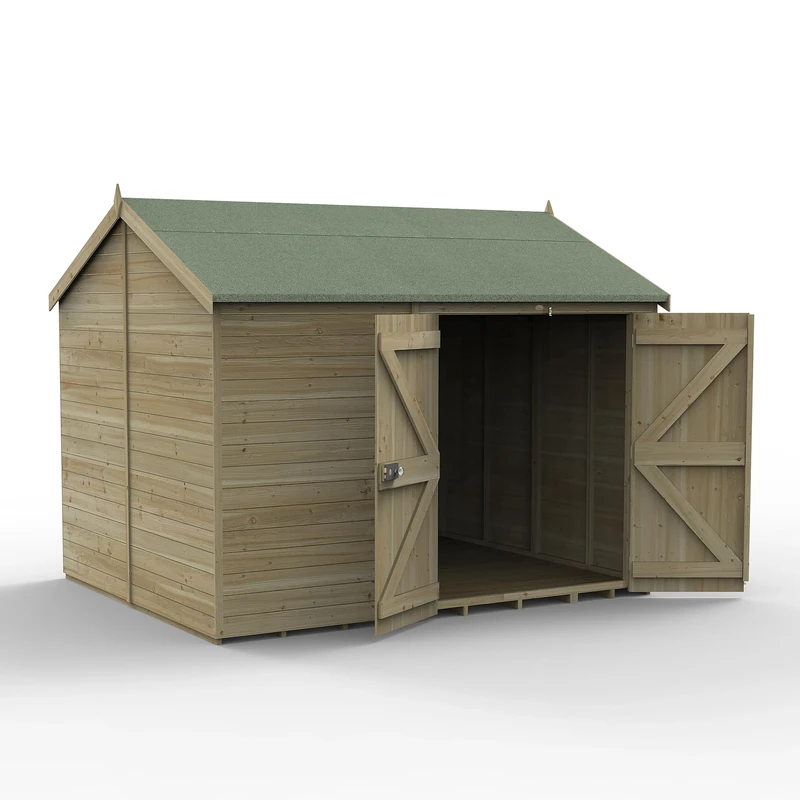 Forest Garden Timberdale 10x8 Reverse Apex Shed No Window - Double Door
