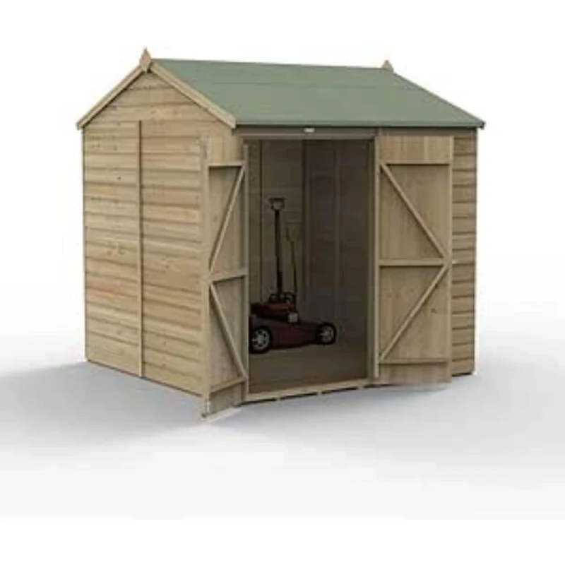 Forest Garden Beckwood 7x7 Reverse Apex Shed - No Windows - Double Door
