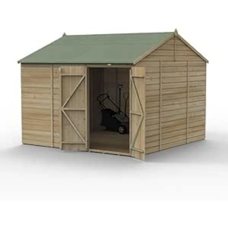 Forest Garden Beckwood 10x10 Reverse Apex Shed - No Windows - Double Door