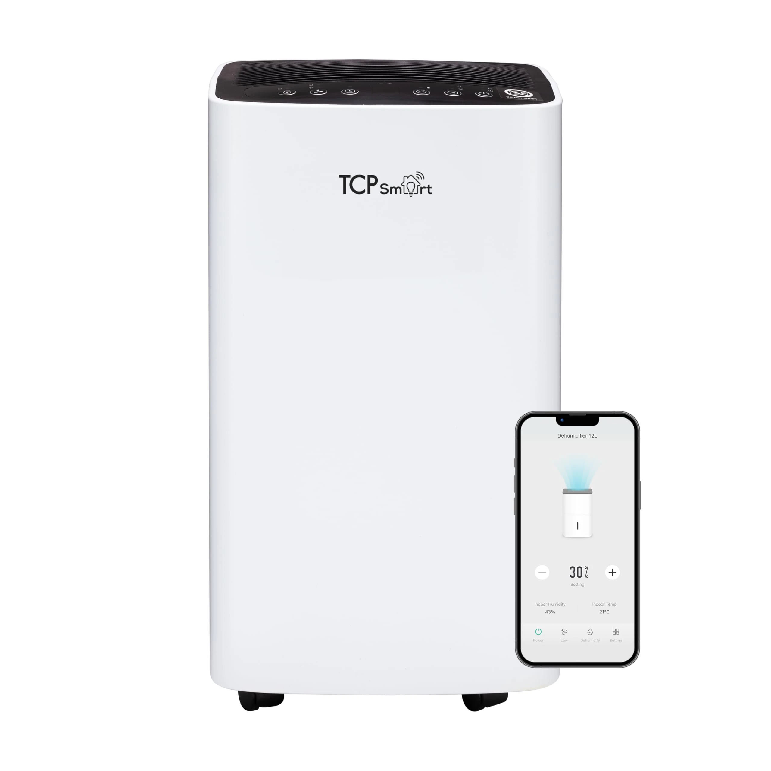 TCP Smart Dehumidifier 12L/Day, WiFi & App Control, HEPA Filter, 2L Tank, Removes Damp, Mould & Condensation, Works with Alexa & Google Home, 3 Modes, Continuous Drain, Smart Compressor