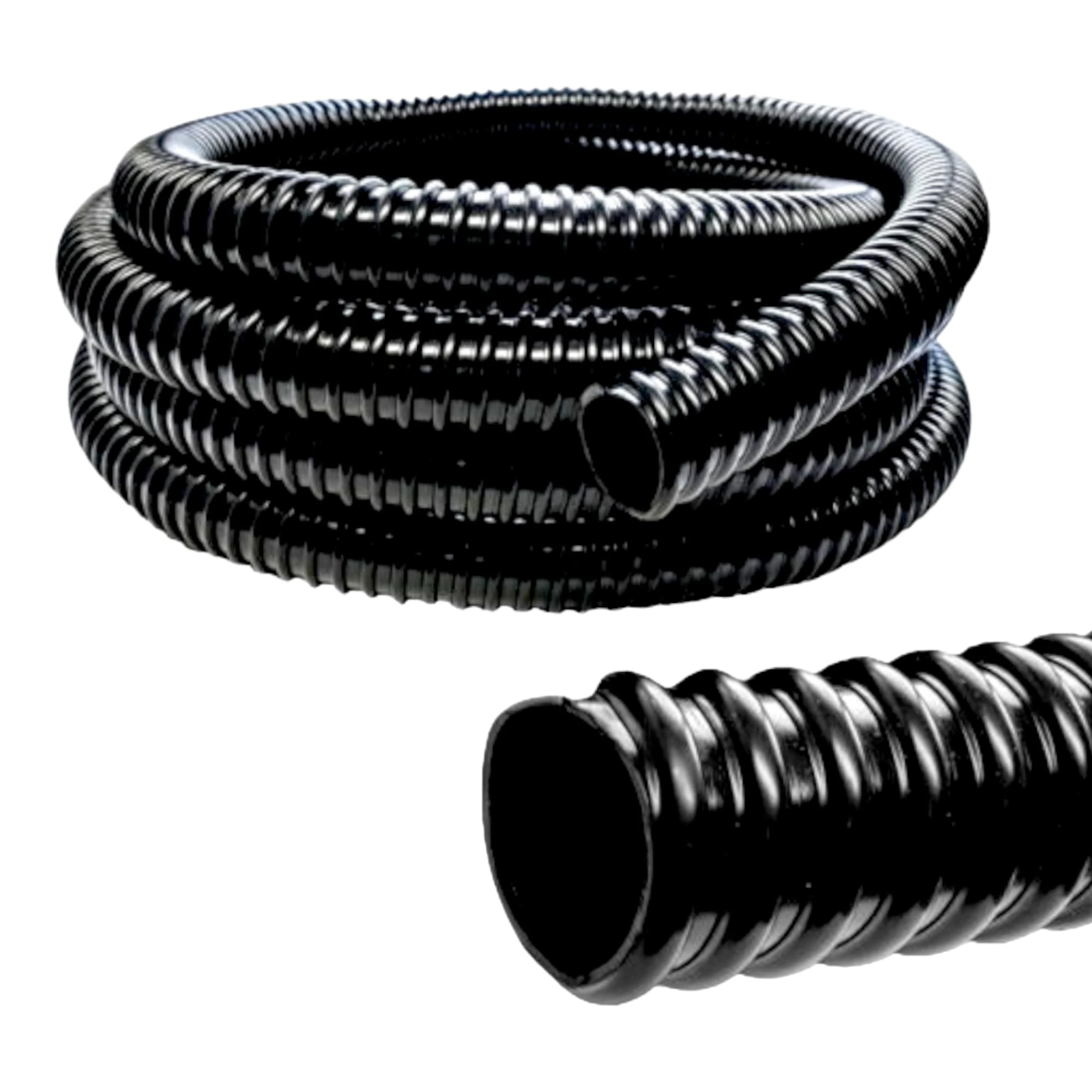 Black Corrugated Water Butt Hose Pipe PVC Garden Hose Conduit Extension Connector Tube (10 Metres - 12mm Internal Diameter)