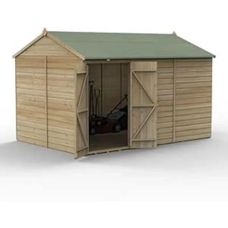 Forest Garden Beckwood 12x8 Reverse Apex Shed - No Windows - Double Door