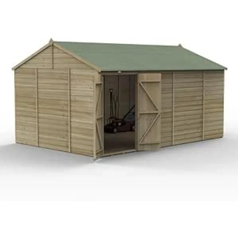 Forest Garden Beckwood 15x10 Reverse Apex Shed - No Windows - Double Door
