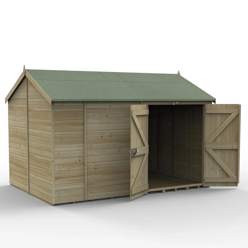 Forest Garden Timberdale 12x8 Reverse Apex Shed No Window - Double Door