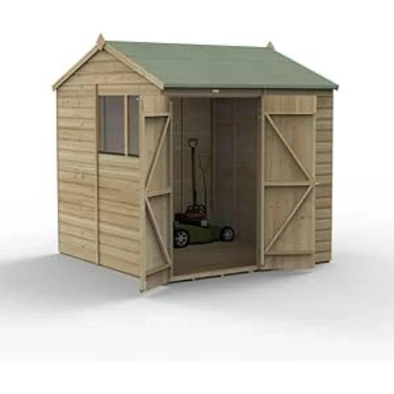 Forest Garden Beckwood 7x7 Reverse Apex Shed - 2 Windows - Double Door