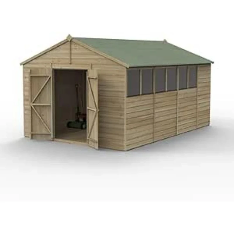Forest Garden Beckwood 10x15 Apex Shed - 6 Windows - Double Door