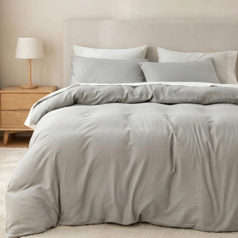 HeimenAogo Egyptian Cotton Duvet Cover Set California King, Ultra Soft and Breathable Comforter Cover with Zipper Closure, High Thread Count Long Staple Cotton Blanket Cover 3pcs, Light Grey