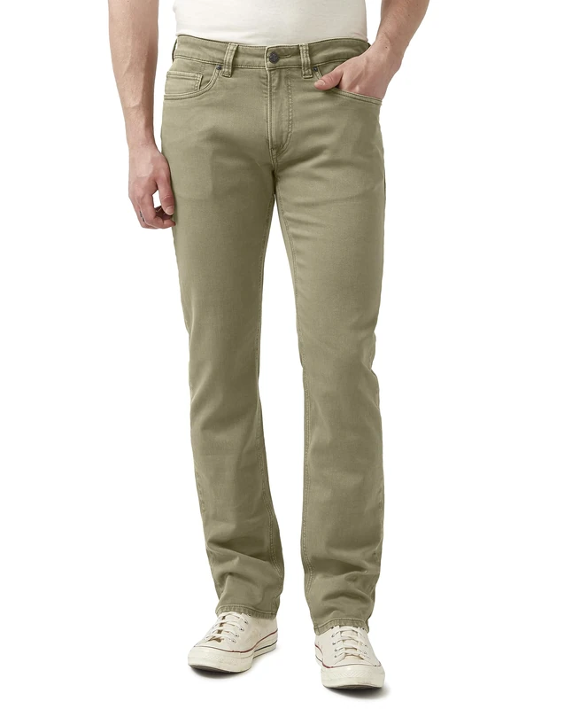 Buffalo David Bitton Men's Non-Denim Straight Leg Six French Terry Pants with Cotton Blend Stretch Jeans, Olive, 32W / 30L