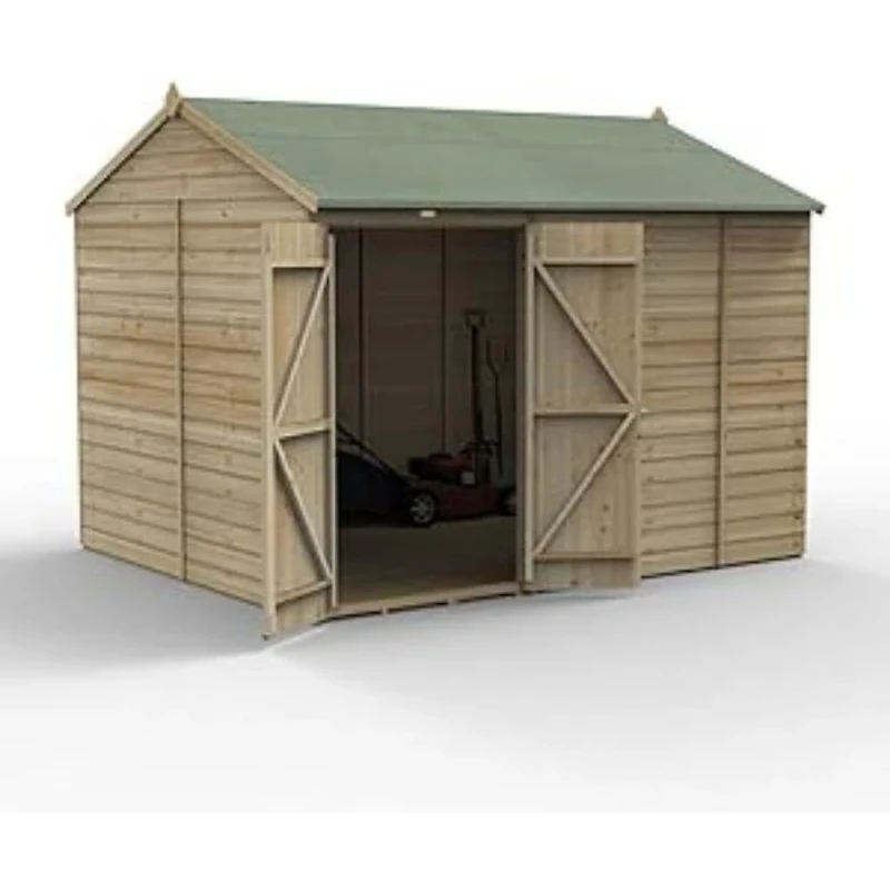 Forest Garden Beckwood 10x8 Reverse Apex Shed - No Windows - Double Door