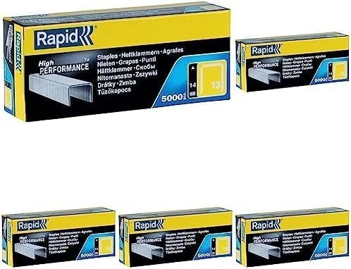 Rapid High Performance Staples, No.13, Leg Length 4 mm, 11825700-5000 Pieces, (Pack of 5)