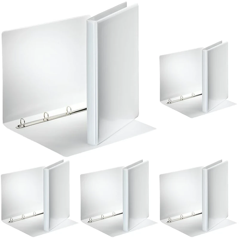 Esselte Essentials Presentation Binder, PP, 1.6 cm Ring Diameter, 49700 - A4, White (Pack of 5)