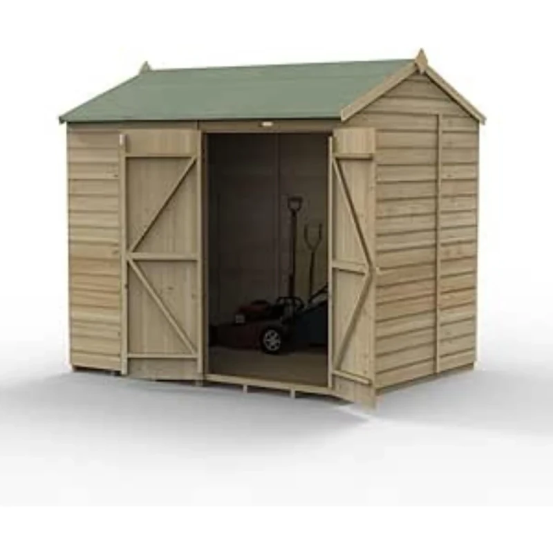 Forest Garden Beckwood 8x6 Reverse Apex Shed - No Windows - Double Door
