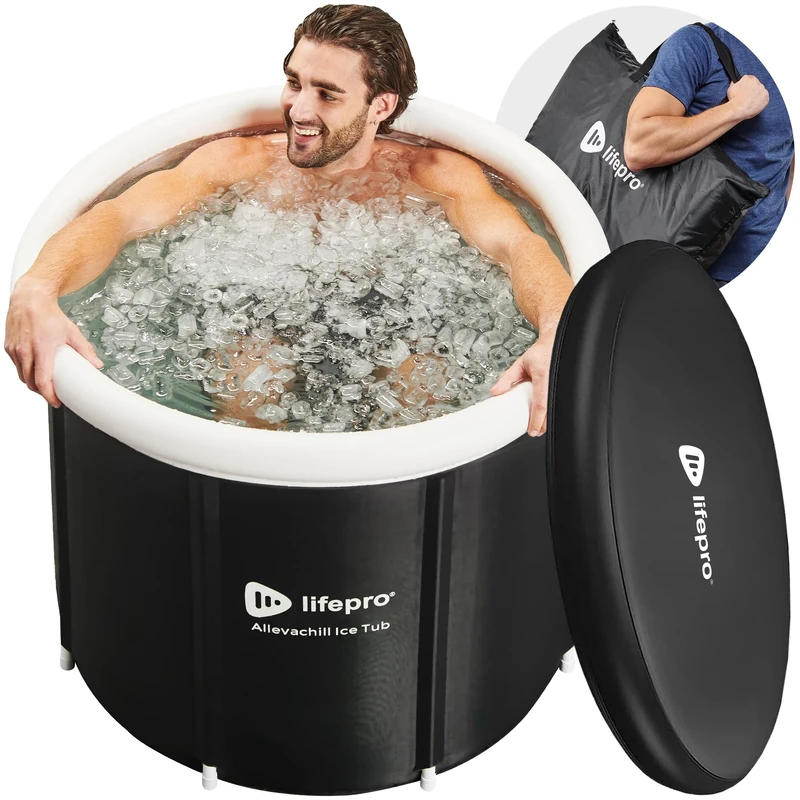 Lifepro Portable Ice Bath Tub with Lid and Storage Bag - Lightweight, Durable Cold Plunge Tub for Home Therapy Sessions -Home & Travel Ice Bath Tub for Adults and Athletes - 14°F - 122°F Temp, Outdoor - Image 1