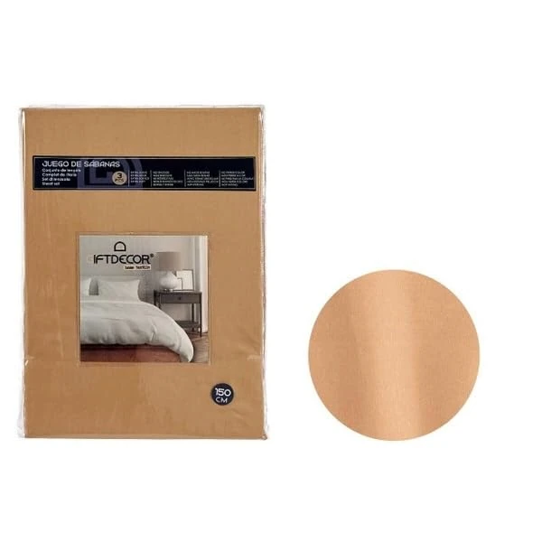 Gift Decor Bed Sheet Set, Cotton, Beige, Standard - Image 1