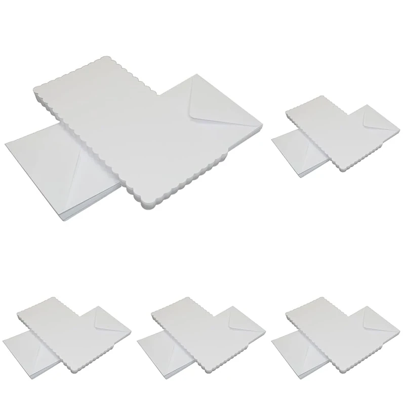 Craft UK 50 White Scalloped Cards & envelopes 6 x6, Card, 25 x 55 mm (Pack of 5)