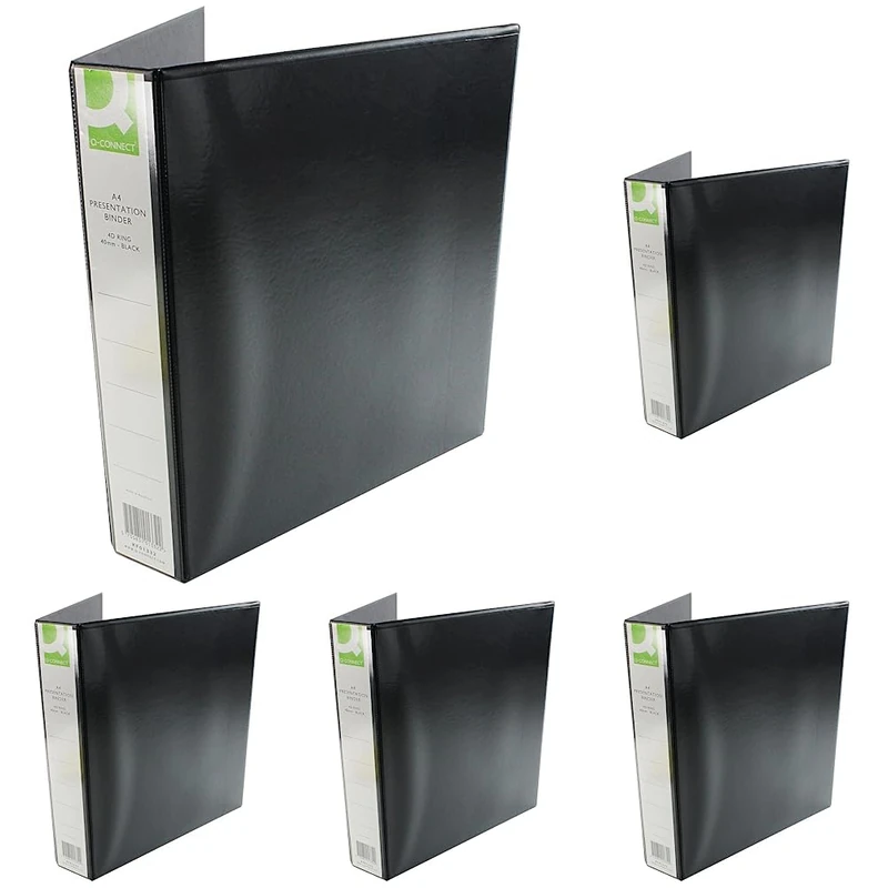 Q-Connect 40mm A4 Presentation 4d-Ring Binder - Black (Pack of 5)