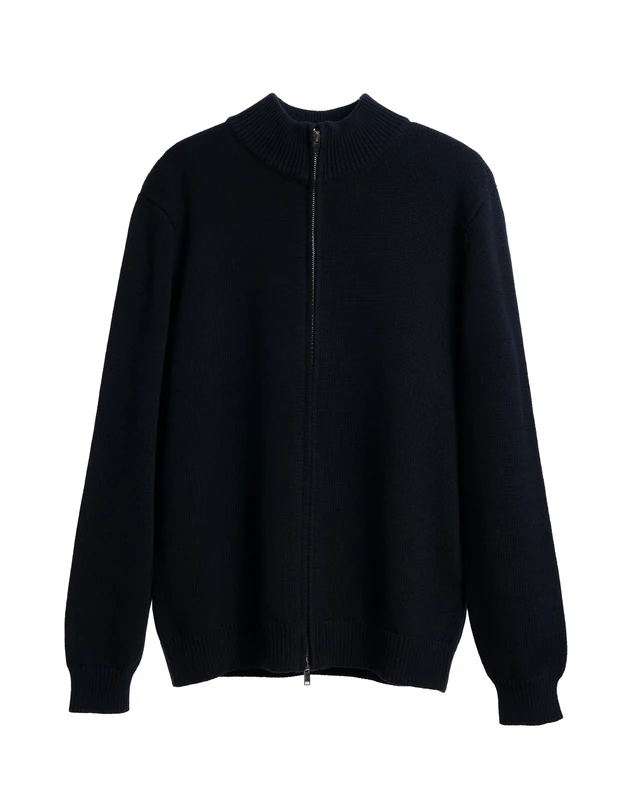 Diana Studio, Men's Cardigan Full Zip 100% Cotton Long Sleeves Regular Fit, Black, L - Image 1
