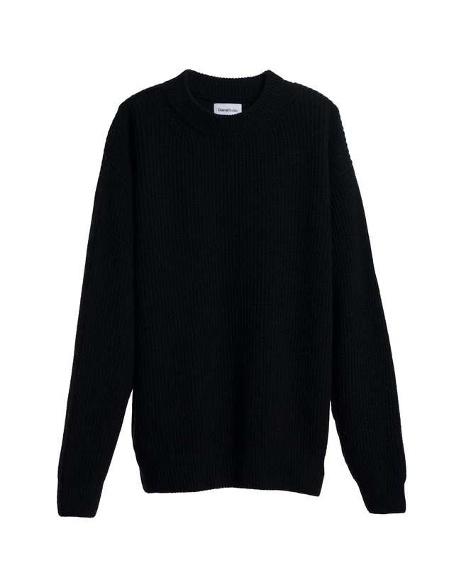 Diana Studio Men's Black, M White Knit Crew Neck Wool Long Sleeve Small Regular Fit, M