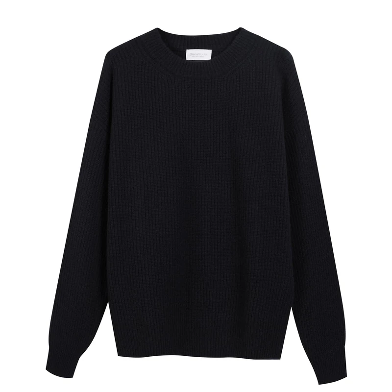 Diana Studio, Men's Crew Neck in Black Sweater, Wool, Long Sleeves, Size XL, Regular Fit, Black, XL