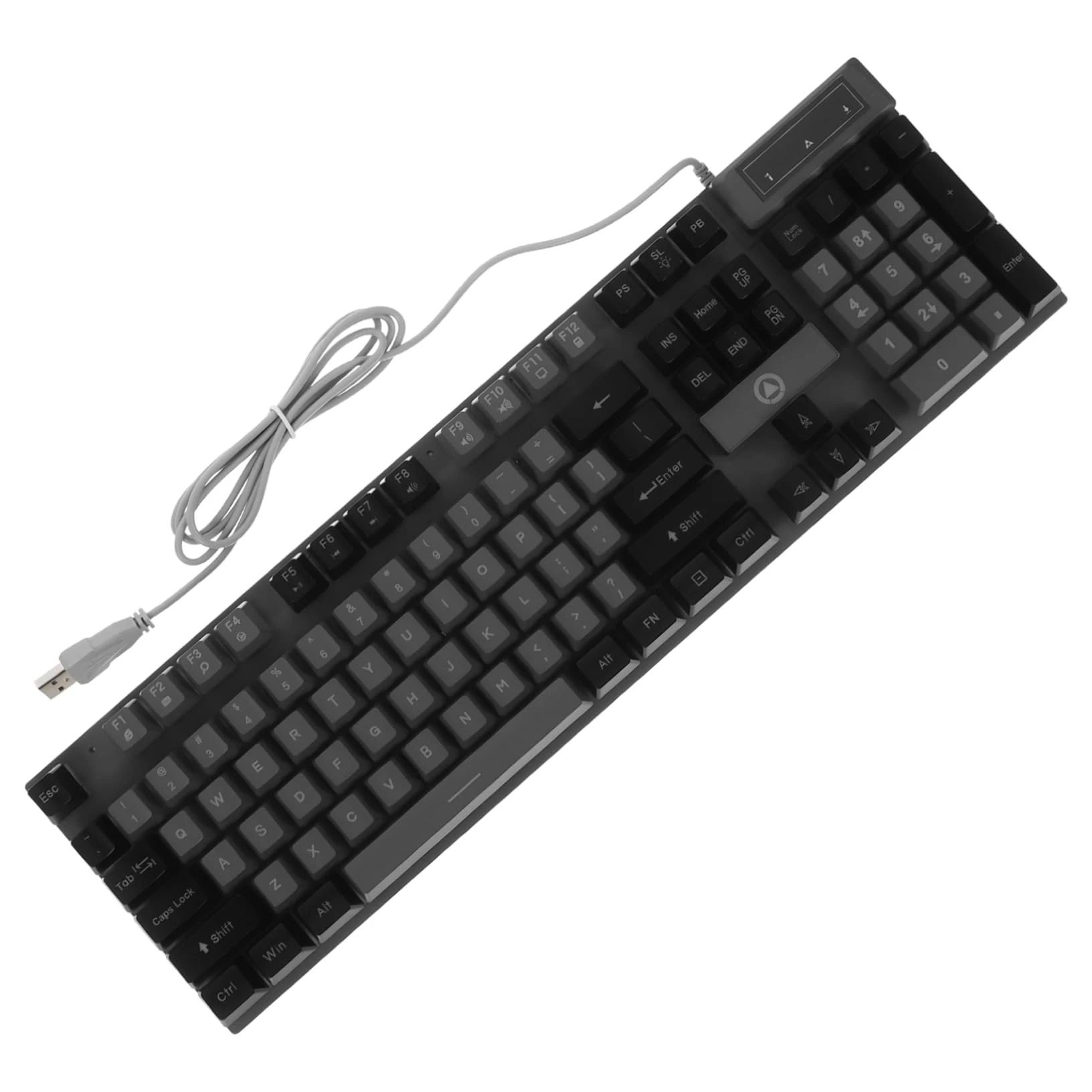 Hemobllo Gaming Keyboard 104-key Wired Rgb Backlit Mechanical Feel Usb Keyboard for Computer Game Hardware and Office Use, Gray-black Dual Color Mixed Lighting