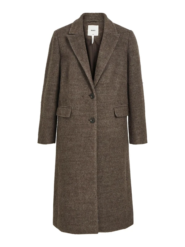 Object Women's Objolga Wool Coat Noos Long Coat, Java, 14